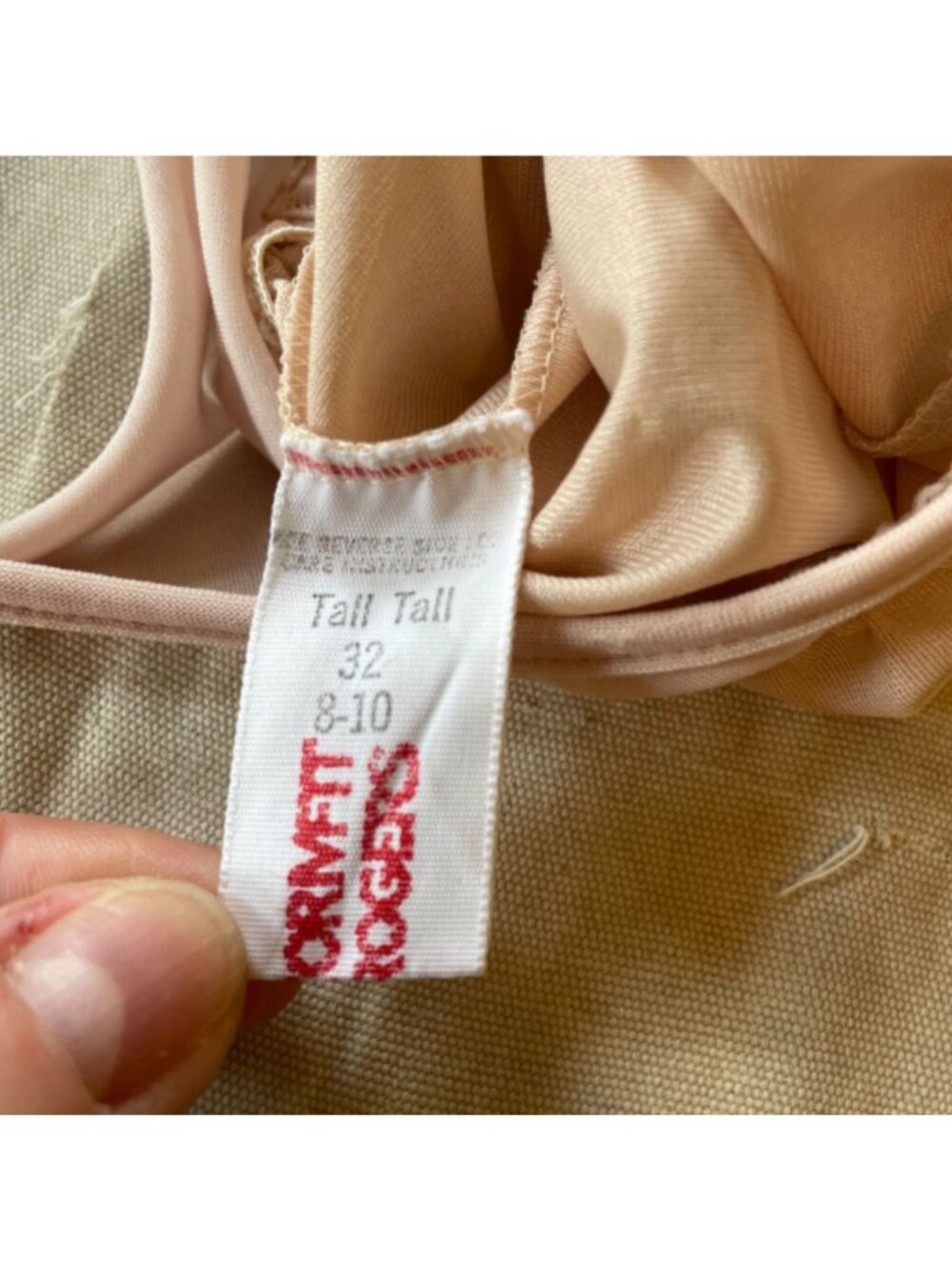 Vintage Formfit Rogers Beige Bra Top Knee Length Full Slip Size 32 Tall - Picture 6 of 6